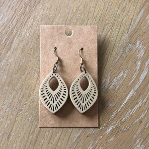 Laser Cut Cream Woden Earrings